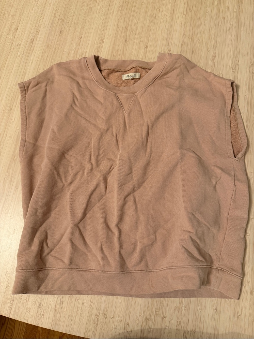 Women’s Sleeveless Crewneck Sweatshirt - light tan